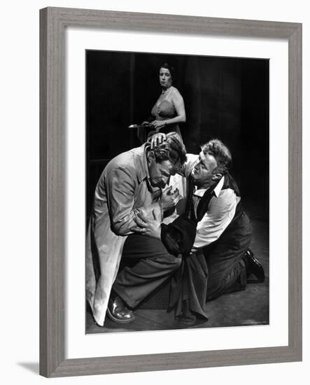 Arthur Kennedy and Lee J. Cobb in Scene from Arthur Miller's Death of a Salesman-W^ Eugene Smith-Framed Premium Photographic Print