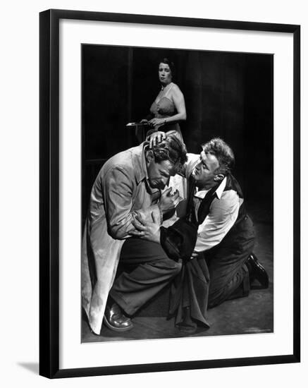 Arthur Kennedy and Lee J. Cobb in Scene from Arthur Miller's Death of a Salesman-W^ Eugene Smith-Framed Premium Photographic Print