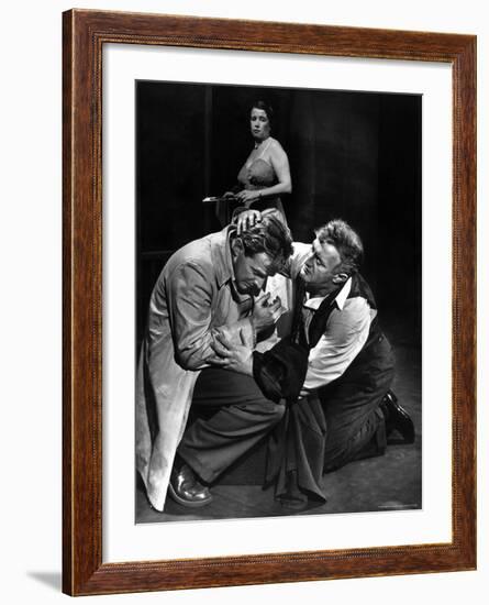 Arthur Kennedy and Lee J. Cobb in Scene from Arthur Miller's Death of a Salesman-W^ Eugene Smith-Framed Premium Photographic Print