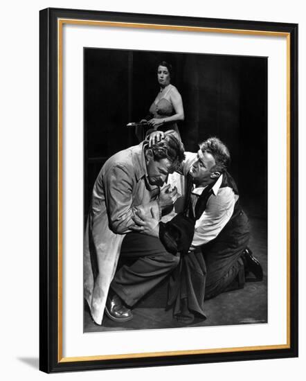 Arthur Kennedy and Lee J. Cobb in Scene from Arthur Miller's Death of a Salesman-W^ Eugene Smith-Framed Premium Photographic Print