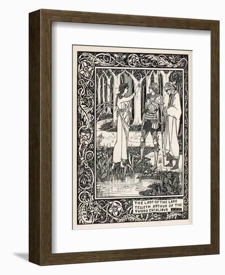 Arthur Learns of the Sword Excalibur from the Lady of the Lake-Aubrey Beardsley-Framed Art Print