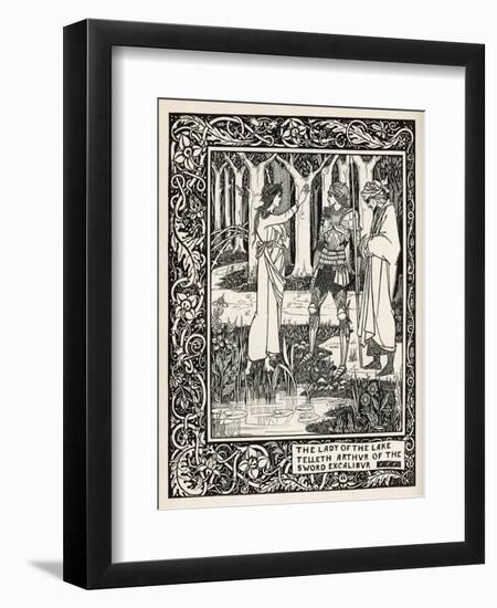 Arthur Learns of the Sword Excalibur from the Lady of the Lake-Aubrey Beardsley-Framed Art Print