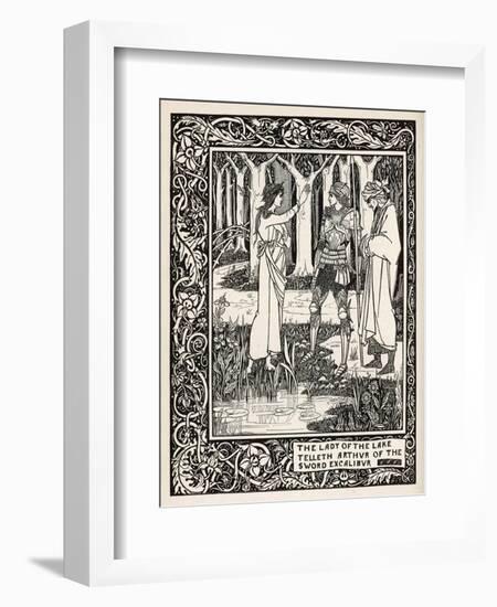 Arthur Learns of the Sword Excalibur from the Lady of the Lake-Aubrey Beardsley-Framed Art Print