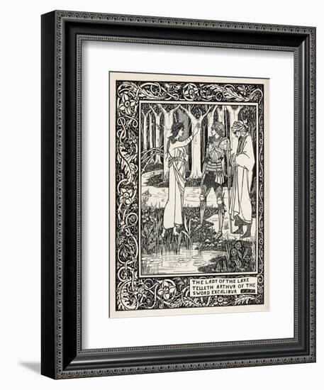 Arthur Learns of the Sword Excalibur from the Lady of the Lake-Aubrey Beardsley-Framed Art Print