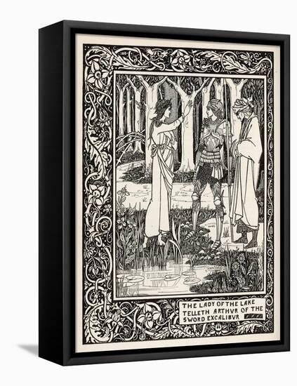 Arthur Learns of the Sword Excalibur from the Lady of the Lake-Aubrey Beardsley-Framed Stretched Canvas