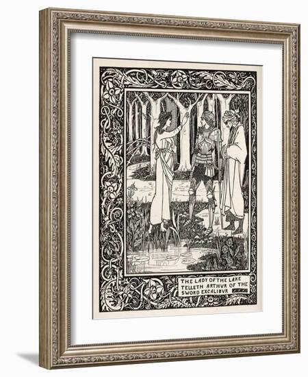 Arthur Learns of the Sword Excalibur from the Lady of the Lake-Aubrey Beardsley-Framed Art Print