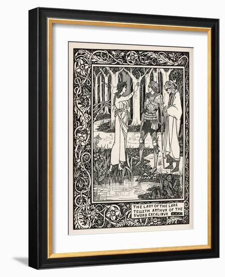 Arthur Learns of the Sword Excalibur from the Lady of the Lake-Aubrey Beardsley-Framed Art Print