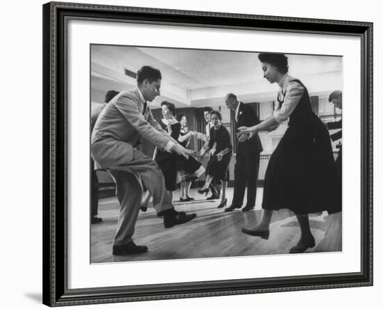 Arthur Murray and His Wife, While Giving a Rock 'N' Roll Demonstration--Framed Photographic Print