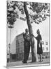 Arthur Murray and Wife Standing in Front of His Dance Studio-Peter Stackpole-Mounted Premium Photographic Print