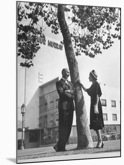 Arthur Murray and Wife Standing in Front of His Dance Studio-Peter Stackpole-Mounted Premium Photographic Print