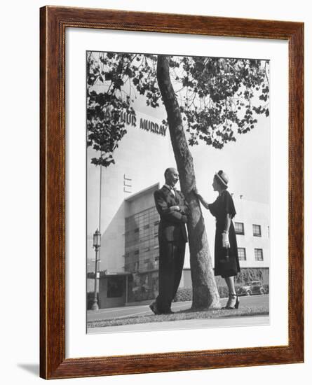 Arthur Murray and Wife Standing in Front of His Dance Studio-Peter Stackpole-Framed Premium Photographic Print