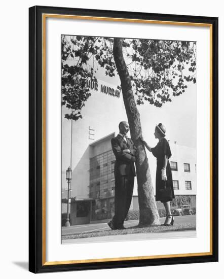 Arthur Murray and Wife Standing in Front of His Dance Studio-Peter Stackpole-Framed Premium Photographic Print