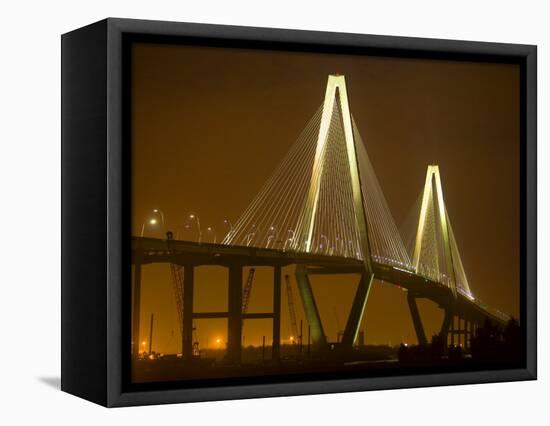 Arthur Revenel Bridge at Night, Charleston, South Carolina, USA-Jim Zuckerman-Framed Premier Image Canvas