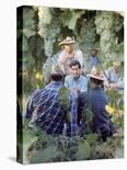 Labor Activist Cesar Chavez Talking in Field with Grape Pickers of United Farm Workers Union-Arthur Schatz-Framed Premier Image Canvas