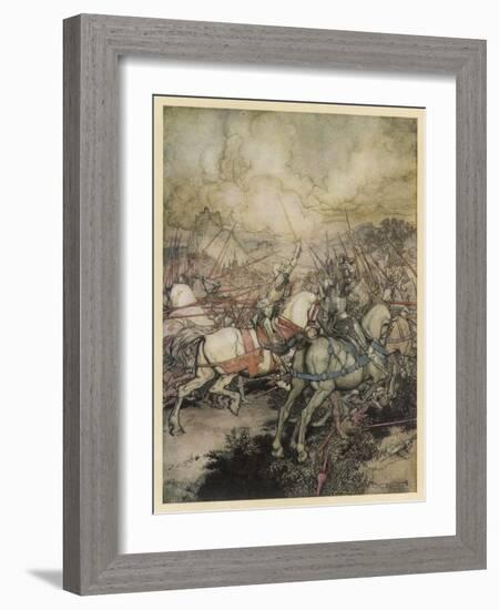 Arthur Uses Excalibur-Arthur Rackham-Framed Art Print