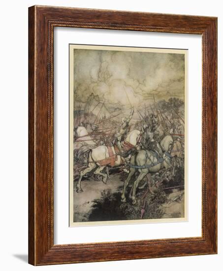 Arthur Uses Excalibur-Arthur Rackham-Framed Art Print