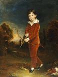 Portrait of a Young Boy in a Red Suit, Holding a Bow and Arrow-Arthur William Devis-Framed Giclee Print