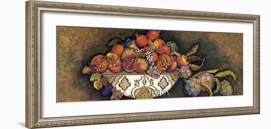 Artichokes and Pomegranates in a Moroccan Bowl-Karel Burrows-Framed Art Print