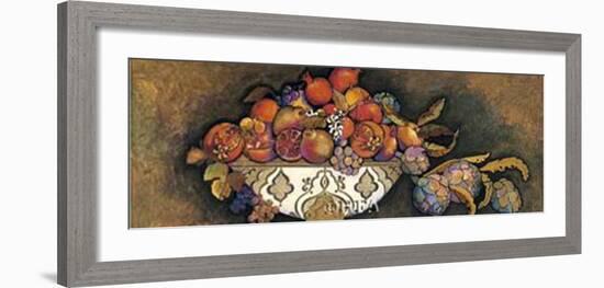 Artichokes and Pomegranates in a Moroccan Bowl-Karel Burrows-Framed Art Print