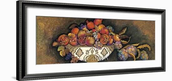 Artichokes and Pomegranates in a Moroccan Bowl-Karel Burrows-Framed Art Print