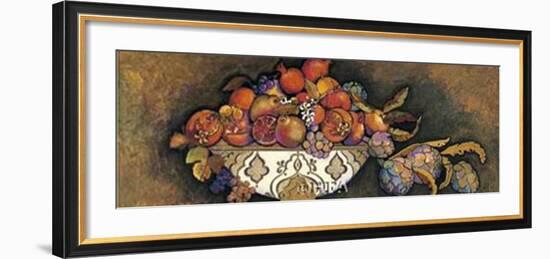 Artichokes and Pomegranates in a Moroccan Bowl-Karel Burrows-Framed Art Print