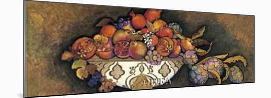 Artichokes and Pomegranates in a Moroccan Bowl-Karel Burrows-Mounted Art Print