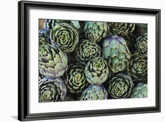 Artichokes at Place Marechal Foch Market, Ajaccio, Corsica, France-Walter Bibikow-Framed Photographic Print