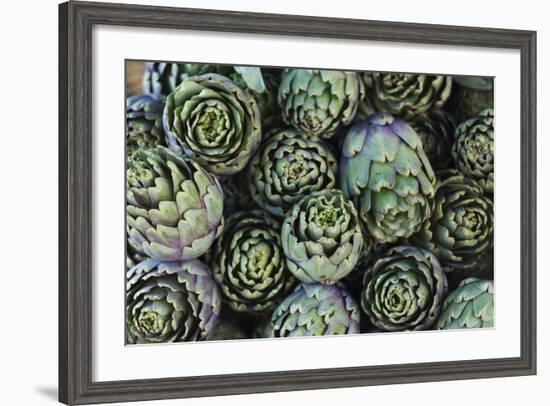 Artichokes at Place Marechal Foch Market, Ajaccio, Corsica, France-Walter Bibikow-Framed Photographic Print