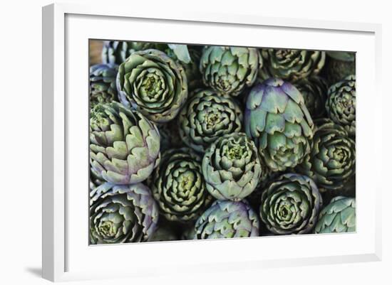 Artichokes at Place Marechal Foch Market, Ajaccio, Corsica, France-Walter Bibikow-Framed Photographic Print