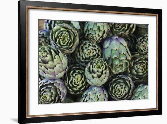 Artichokes at Place Marechal Foch Market, Ajaccio, Corsica, France-Walter Bibikow-Framed Photographic Print