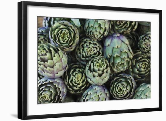 Artichokes at Place Marechal Foch Market, Ajaccio, Corsica, France-Walter Bibikow-Framed Photographic Print