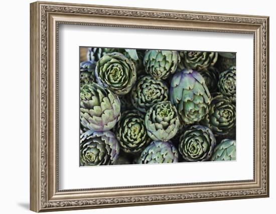 Artichokes at Place Marechal Foch Market, Ajaccio, Corsica, France-Walter Bibikow-Framed Photographic Print