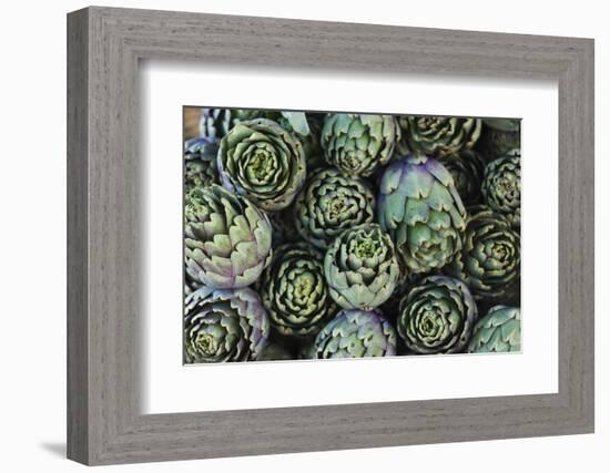 Artichokes at Place Marechal Foch Market, Ajaccio, Corsica, France-Walter Bibikow-Framed Photographic Print