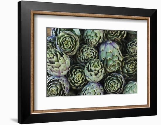 Artichokes at Place Marechal Foch Market, Ajaccio, Corsica, France-Walter Bibikow-Framed Photographic Print