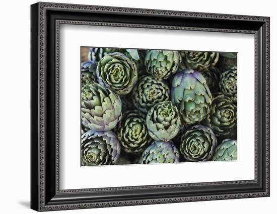 Artichokes at Place Marechal Foch Market, Ajaccio, Corsica, France-Walter Bibikow-Framed Photographic Print