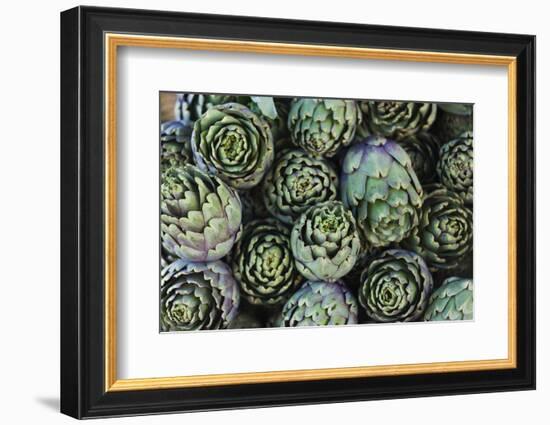 Artichokes at Place Marechal Foch Market, Ajaccio, Corsica, France-Walter Bibikow-Framed Photographic Print