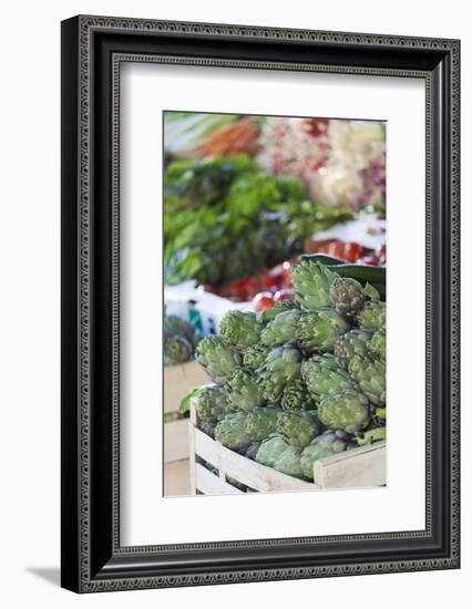 Artichokes at Place Marechal Foch Market, Ajaccio, Corsica, France-Walter Bibikow-Framed Photographic Print