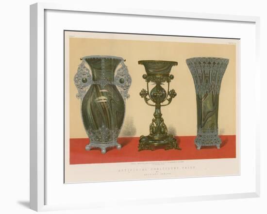 Artificial Chalcedony Vases by Salviati, Venice-null-Framed Giclee Print