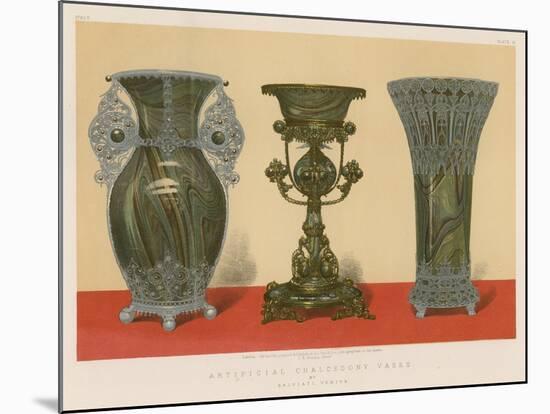 Artificial Chalcedony Vases by Salviati, Venice-null-Mounted Giclee Print