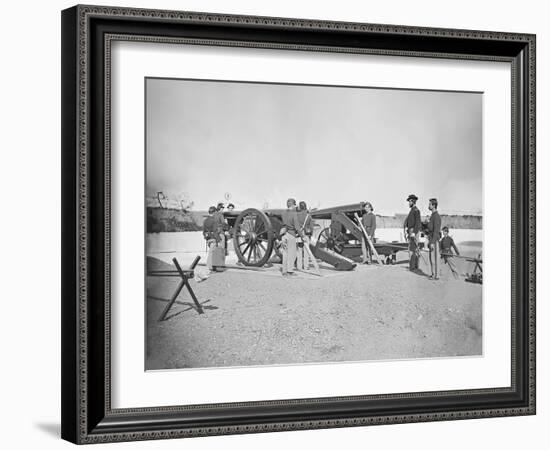 Artillery Drill in Fort During the American Civil War-Stocktrek Images-Framed Photographic Print