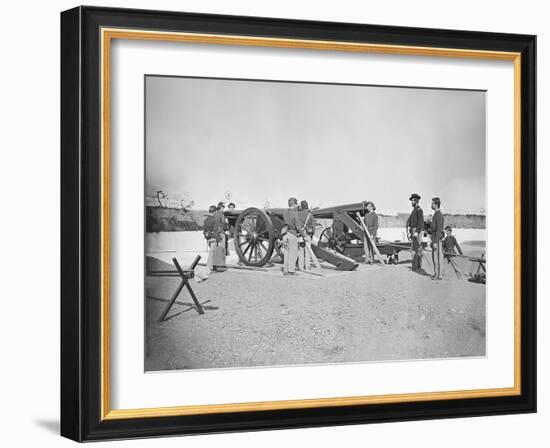 Artillery Drill in Fort During the American Civil War-Stocktrek Images-Framed Photographic Print