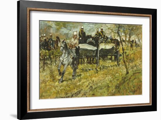 Artillery During Maneuvers-Giovanni Fattori-Framed Giclee Print