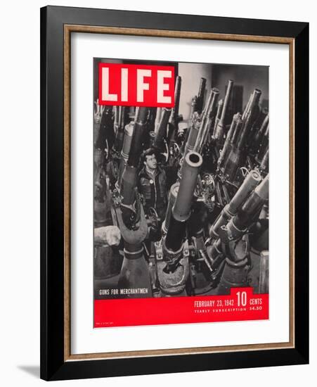 Artillery in the Brooklyn Navy Yard, Guns For Merchantmen, February 23, 1942-George Strock-Framed Photographic Print