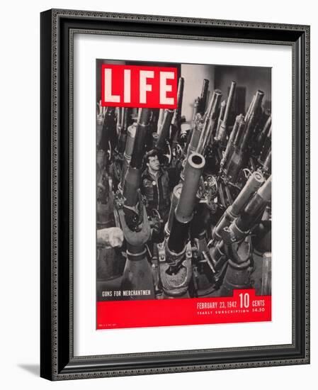 Artillery in the Brooklyn Navy Yard, Guns For Merchantmen, February 23, 1942-George Strock-Framed Photographic Print