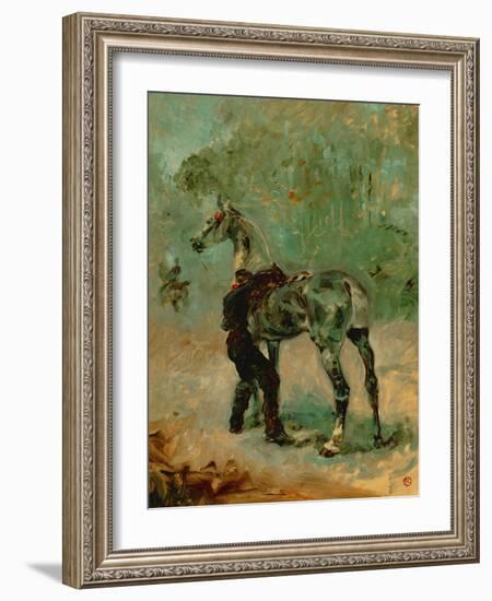 Artilleryman Saddling His Horse, 1878 or 1881-Henri de Toulouse-Lautrec-Framed Giclee Print