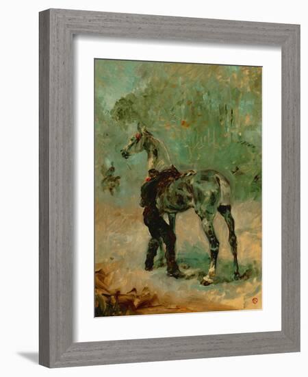 Artilleryman Saddling His Horse, 1878 or 1881-Henri de Toulouse-Lautrec-Framed Giclee Print