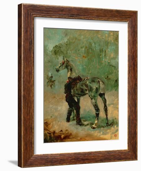 Artilleryman Saddling His Horse, 1878 or 1881-Henri de Toulouse-Lautrec-Framed Giclee Print