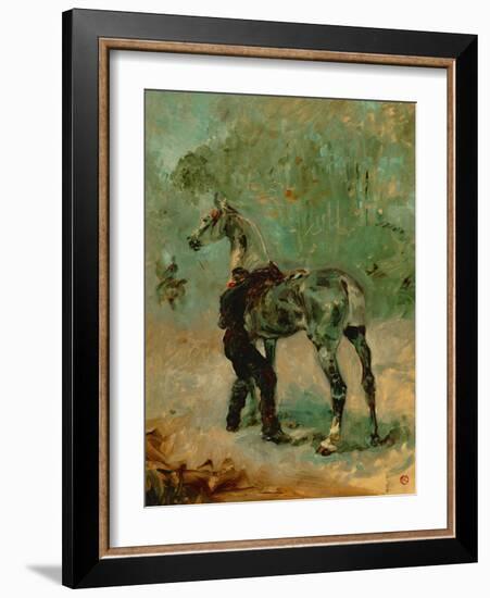 Artilleryman Saddling His Horse, 1878 or 1881-Henri de Toulouse-Lautrec-Framed Giclee Print