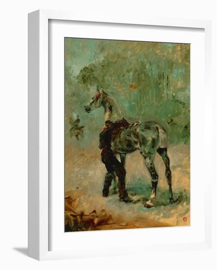 Artilleryman Saddling His Horse, 1878 or 1881-Henri de Toulouse-Lautrec-Framed Giclee Print