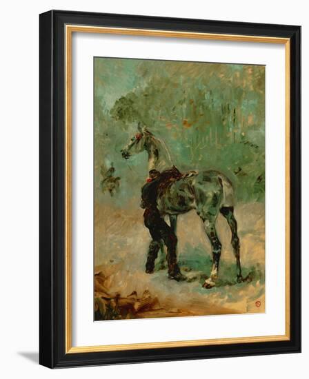 Artilleryman Saddling His Horse, 1878 or 1881-Henri de Toulouse-Lautrec-Framed Giclee Print